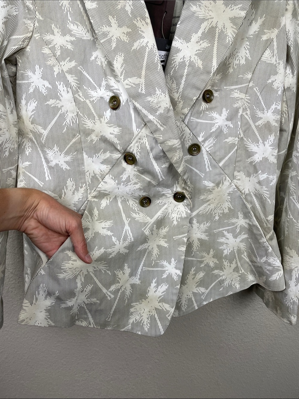 Manila Grace Double Breasted Palm Print Blazer Jacket Tropical Sz 44 - Picture 3 of 14